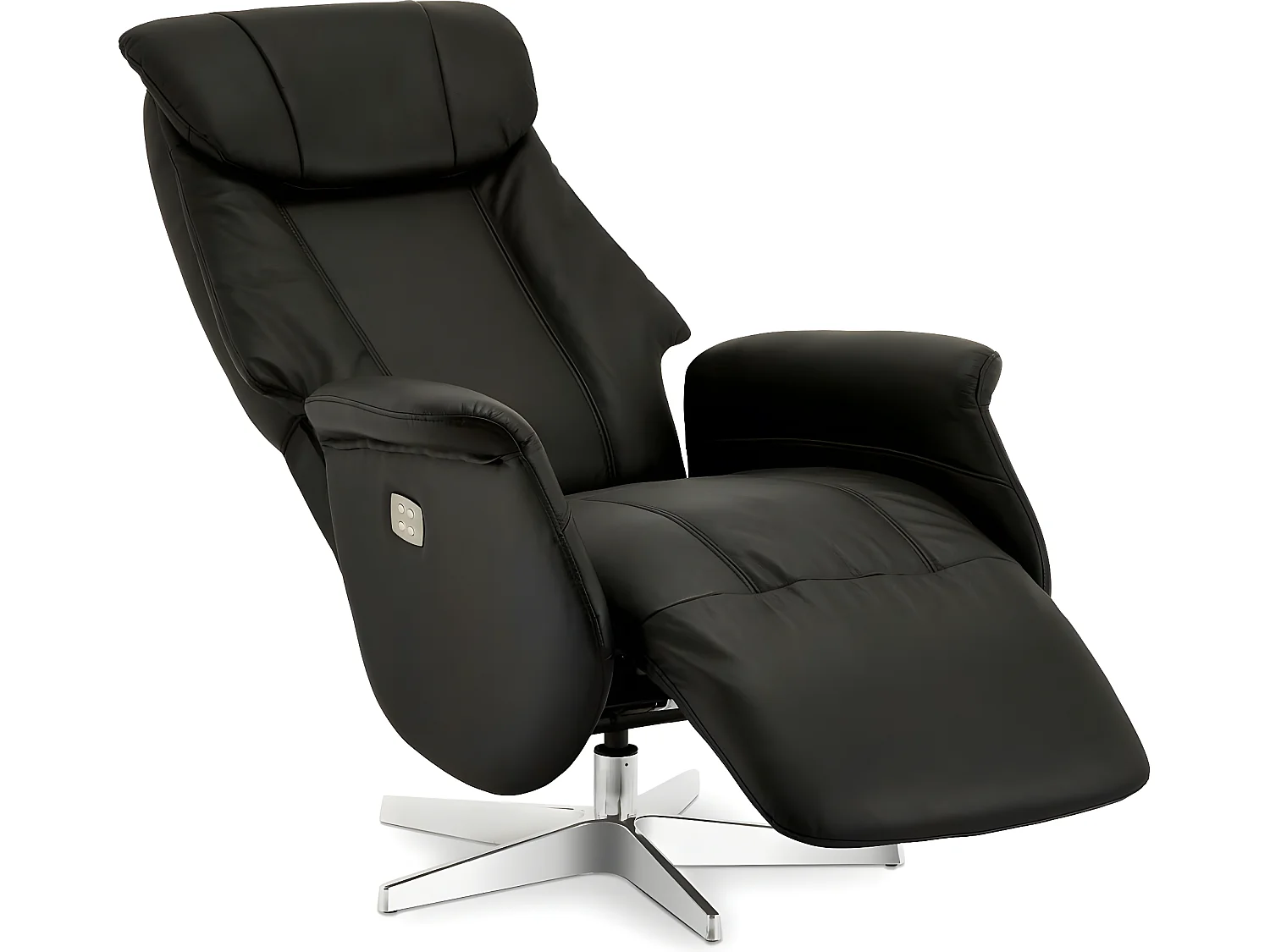 Elektrische relaxfauteuil Bonanza - Leer & metaal - Zwart