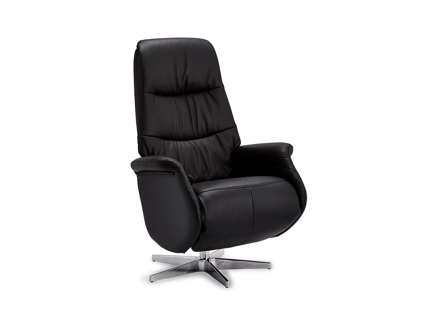 Handmatige relaxfauteuil Delta - Leer & metaal - Zwart