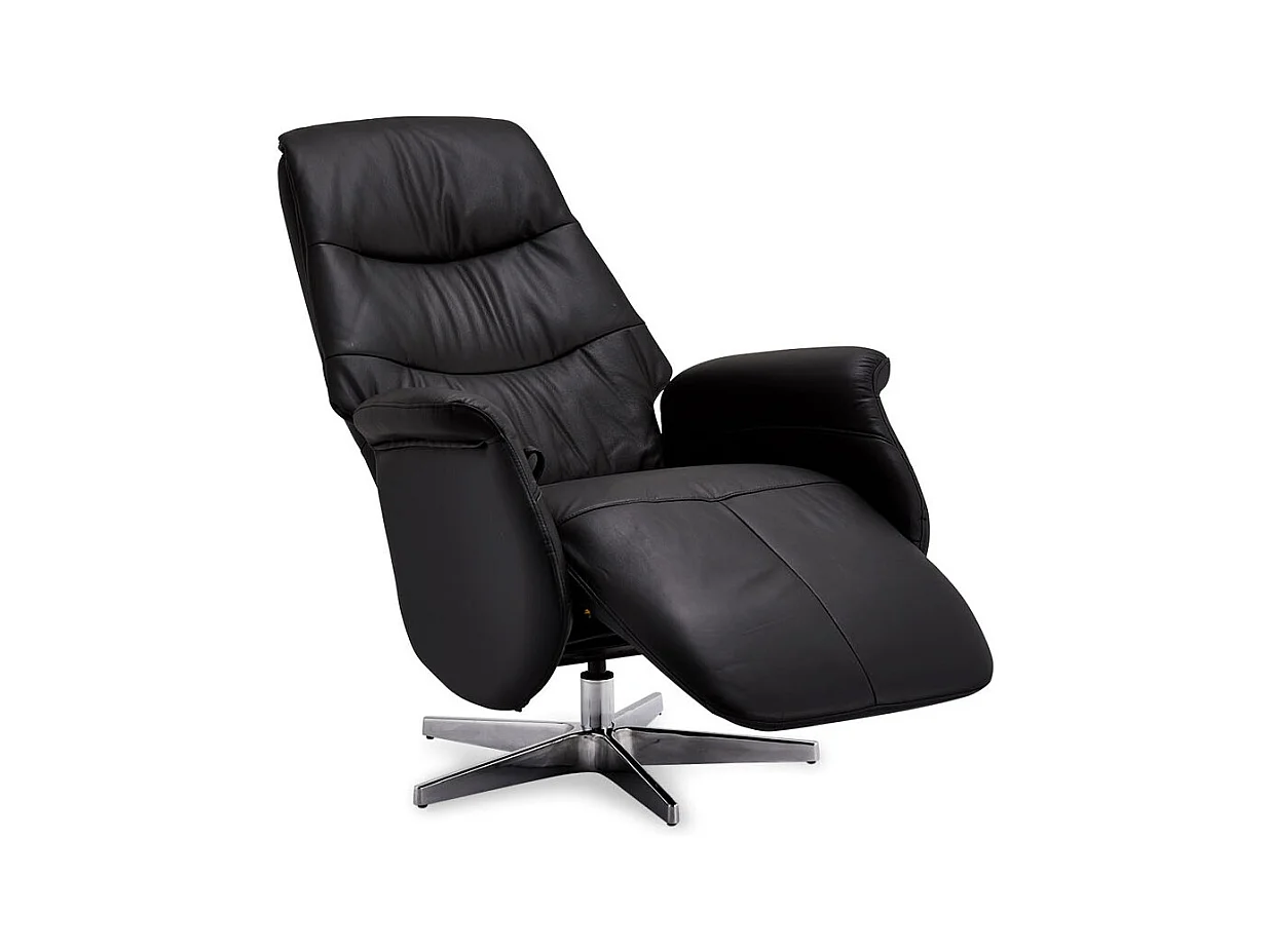 Handmatige relaxfauteuil Delta - Leer & metaal - Zwart