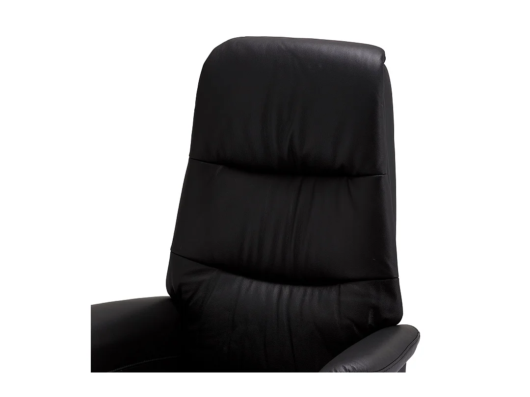 Handmatige relaxfauteuil Delta - Leer & metaal - Zwart