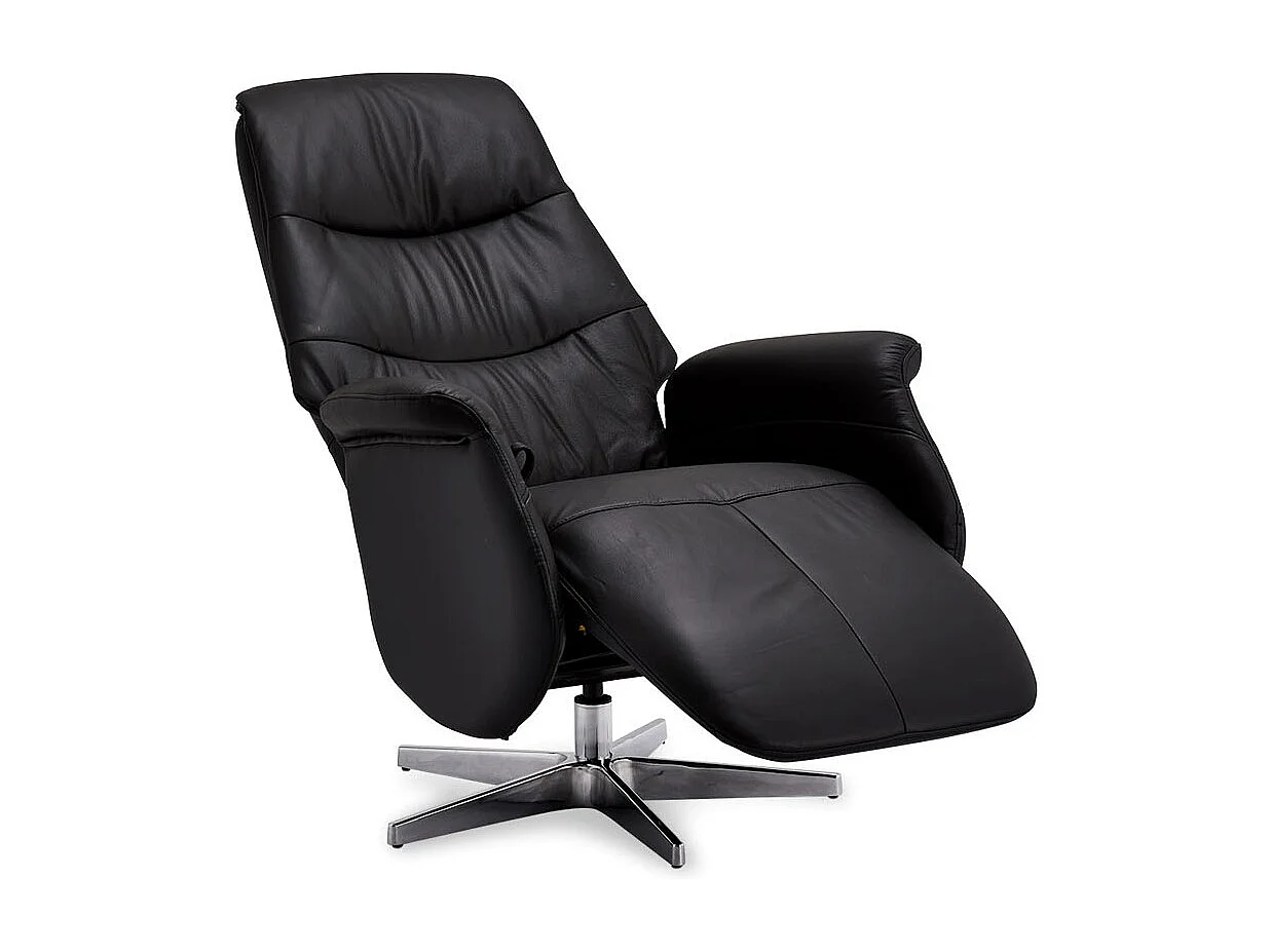 Relaxsessel Fernsehsessel Delta - Leder & Metall - Schwarz