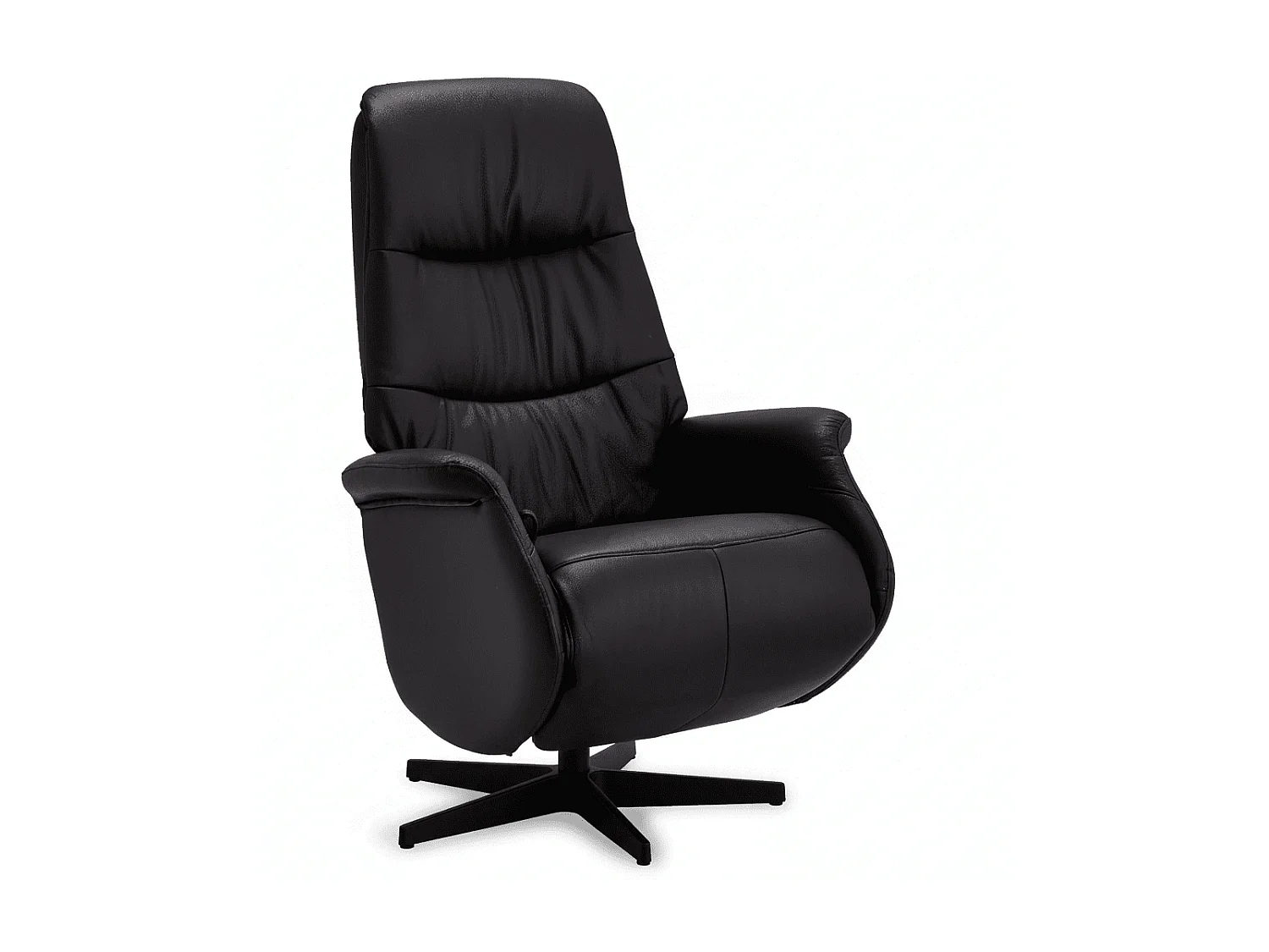 Handmatige relaxfauteuil Delta - Leer & metaal - Zwart