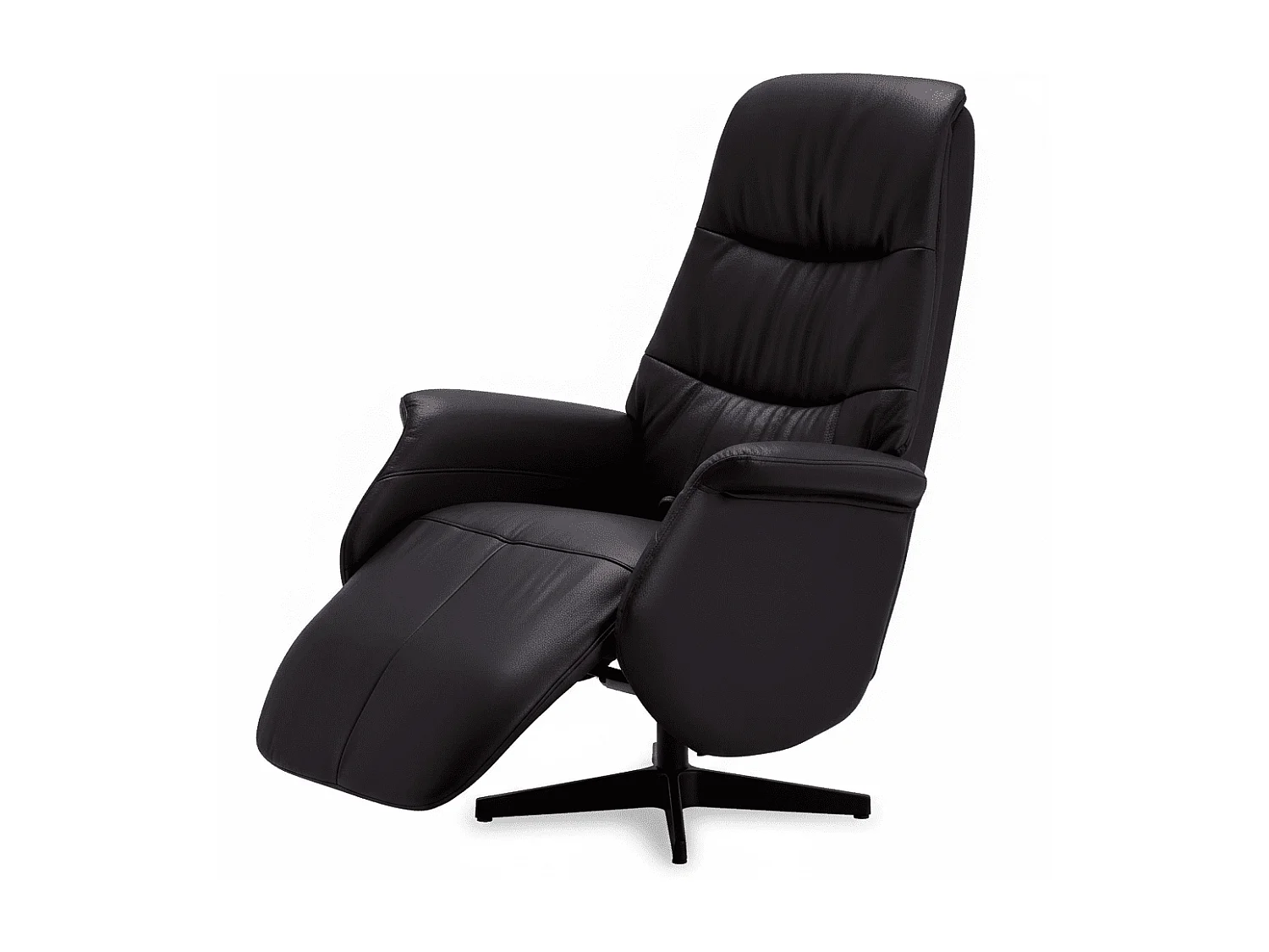 Handmatige relaxfauteuil Delta - Leer & metaal - Zwart