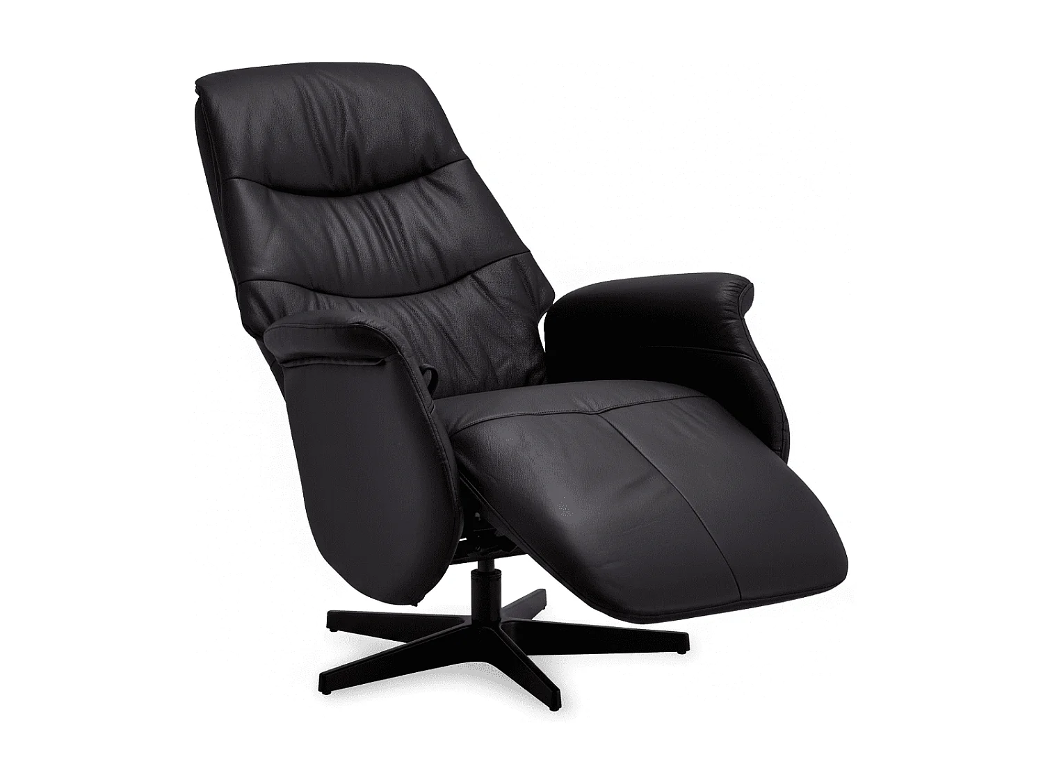 Handmatige relaxfauteuil Delta - Leer & metaal - Zwart