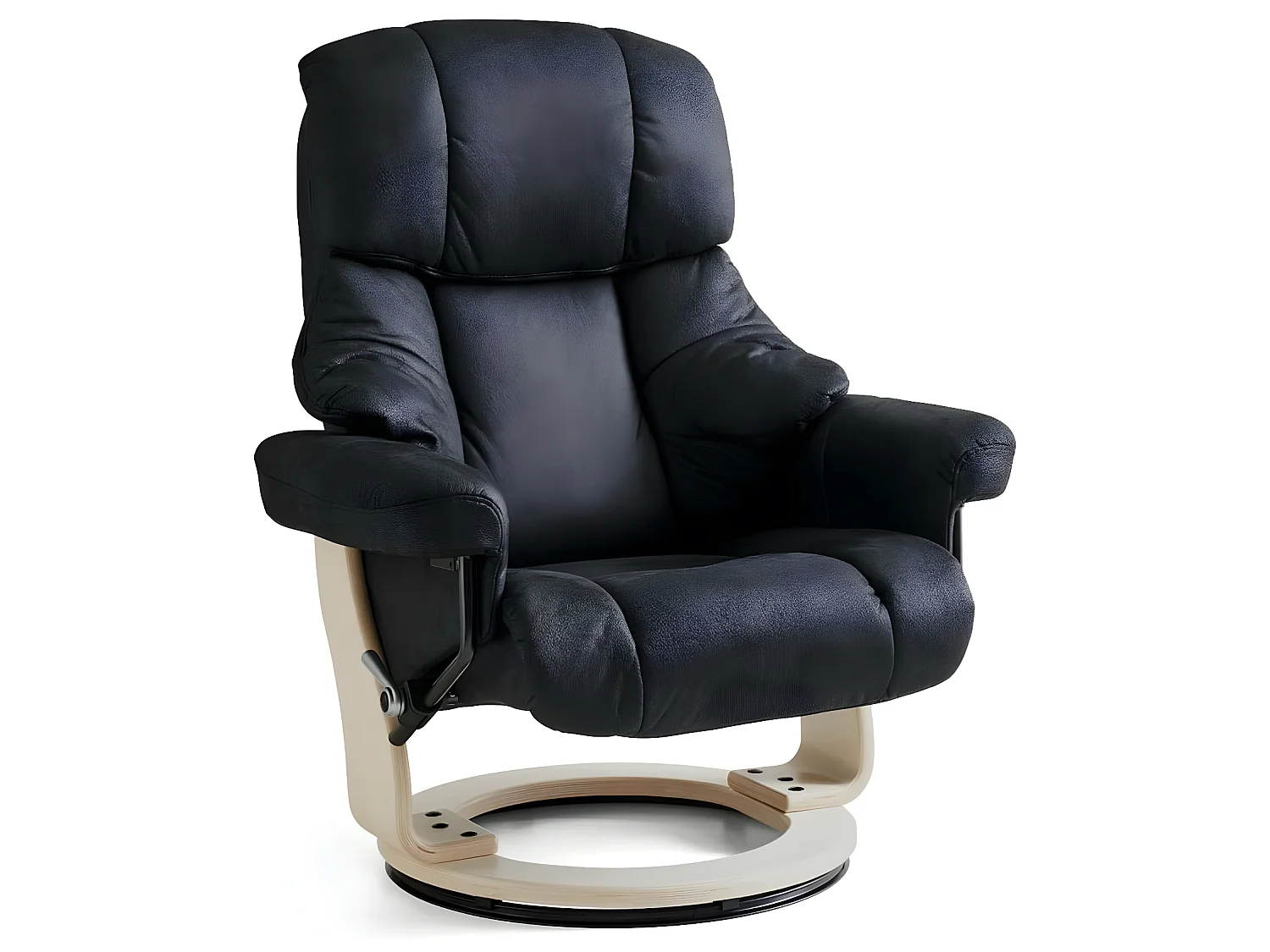 Fauteuil relax avec repose-pieds Crown - Tissu et bois - Noir