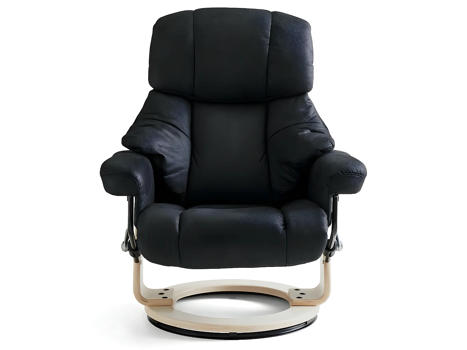 Fauteuil relax avec repose-pieds Crown - Tissu et bois - Noir