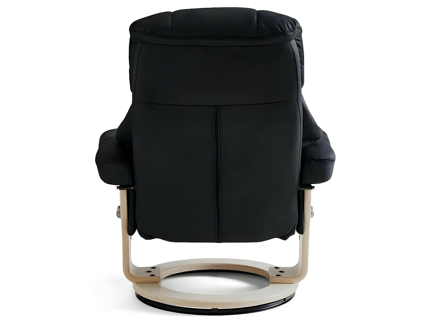 Fauteuil relax avec repose-pieds Crown - Tissu et bois - Noir