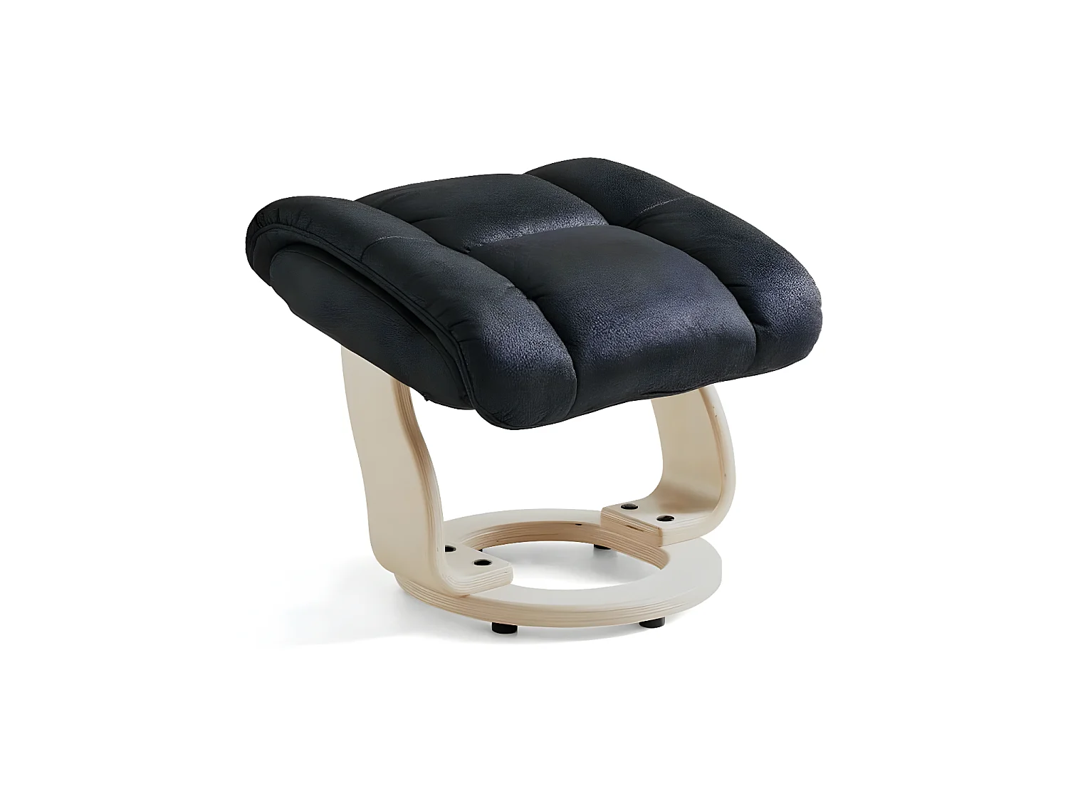 Fauteuil relax avec repose-pieds Crown - Tissu et bois - Noir