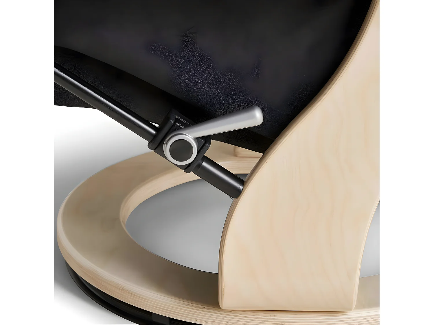 Fauteuil relax avec repose-pieds Crown - Tissu et bois - Noir