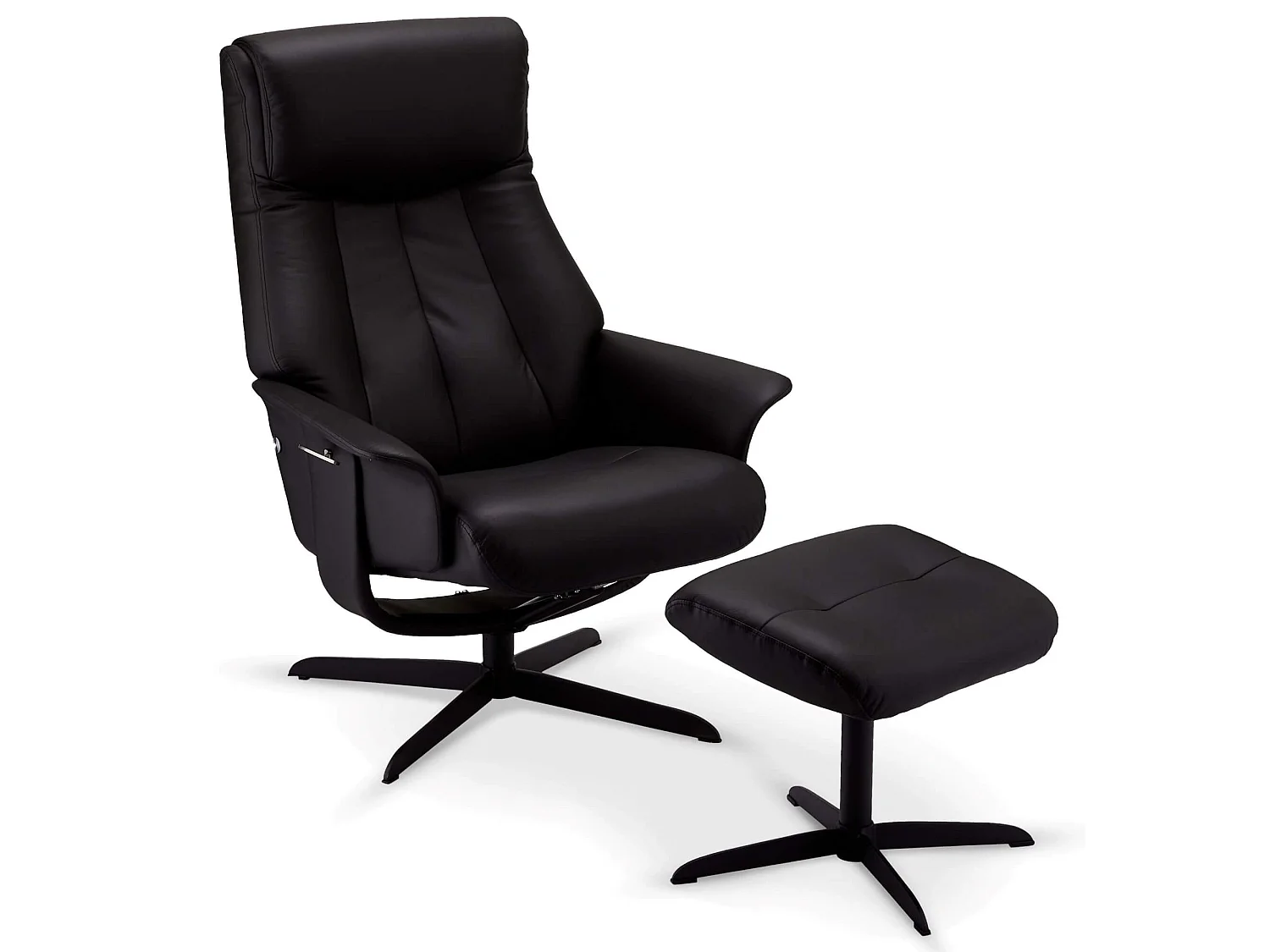 Fauteuil Relax Avec Repose-pied Bilbao Noir Cuir, PVC