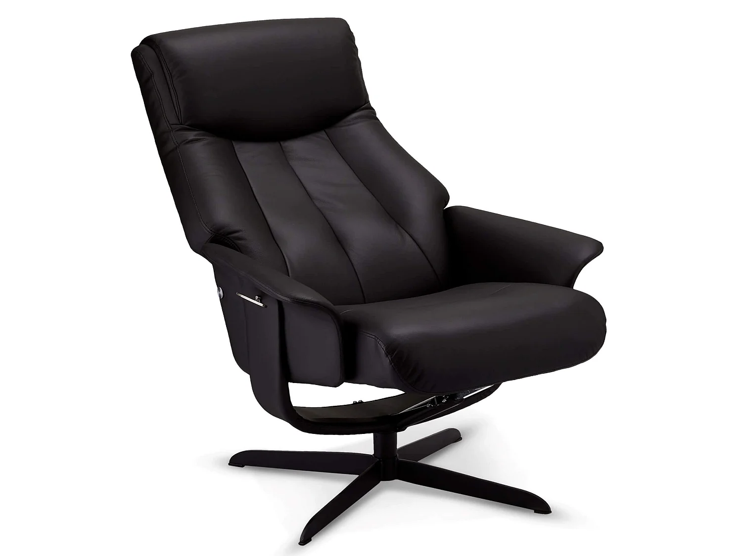 Fauteuil Relax Avec Repose-pied Bilbao Noir Cuir, PVC