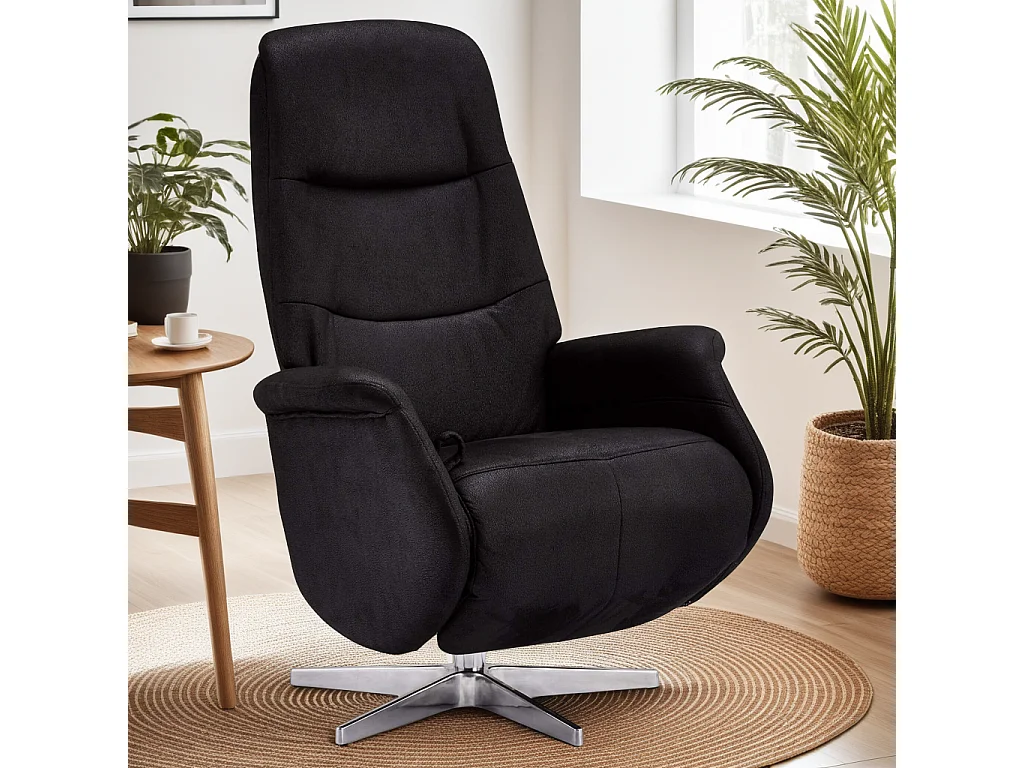 Handmatige relaxfauteuil Delta - Stof & metaal - Zwart