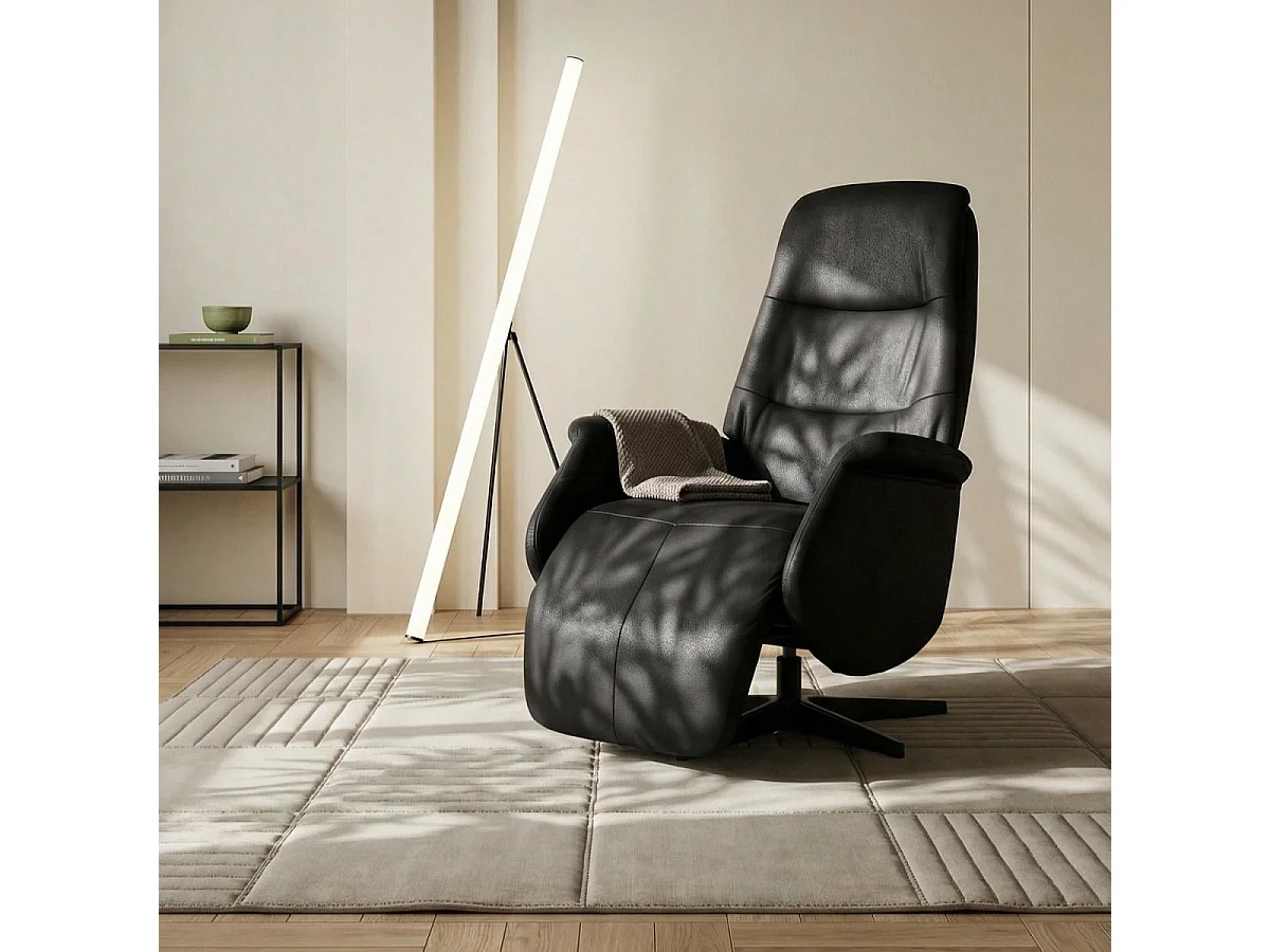 Handmatige relaxfauteuil Delta - Stof & metaal - Zwart