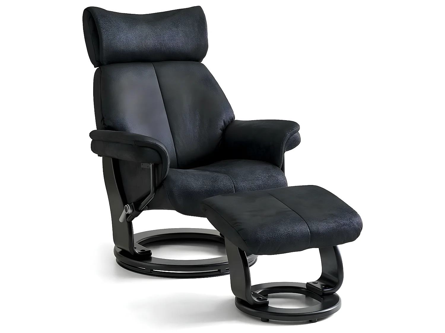 Fauteuil relax avec repose-pieds Toledo - Tissu et bois - Noir