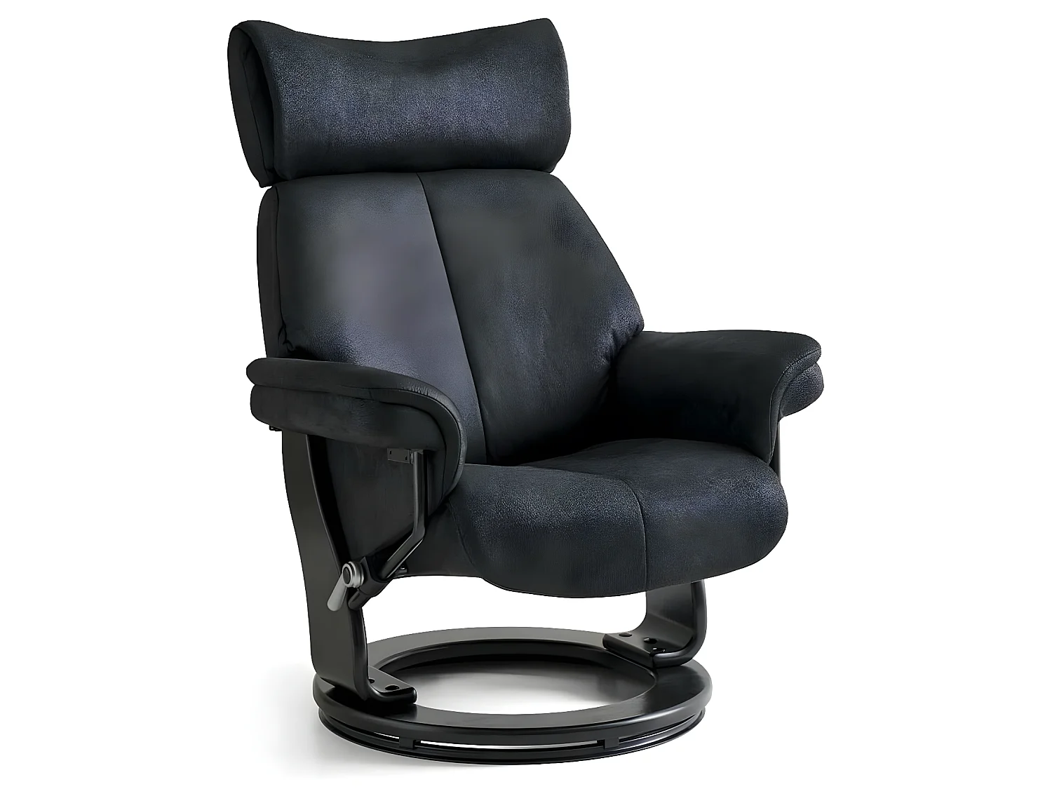 Fauteuil relax avec repose-pieds Toledo - Tissu et bois - Noir