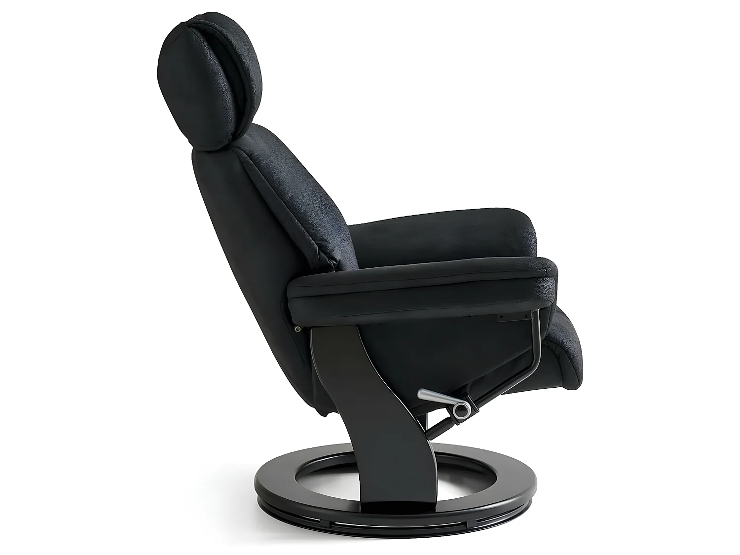 Fauteuil relax avec repose-pieds Toledo - Tissu et bois - Noir