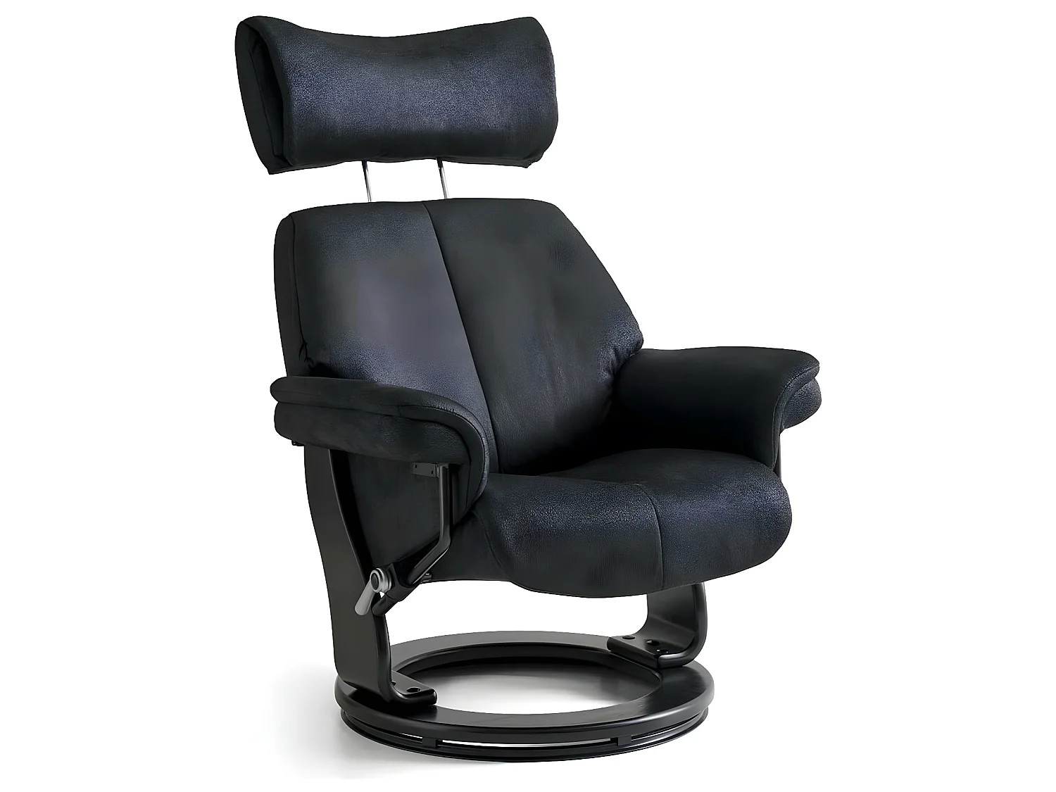 Fauteuil relax avec repose-pieds Toledo - Tissu et bois - Noir