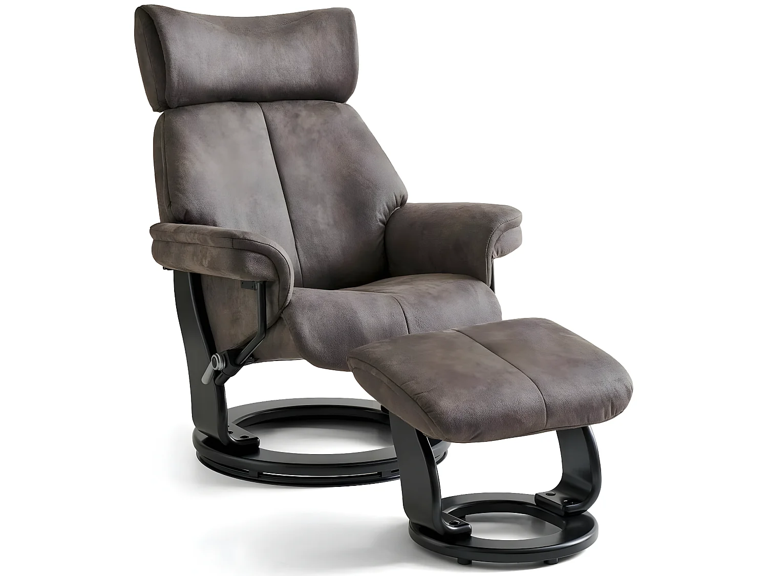 Fauteuil relax avec repose-pieds Toledo - Tissu et bois - Taupe