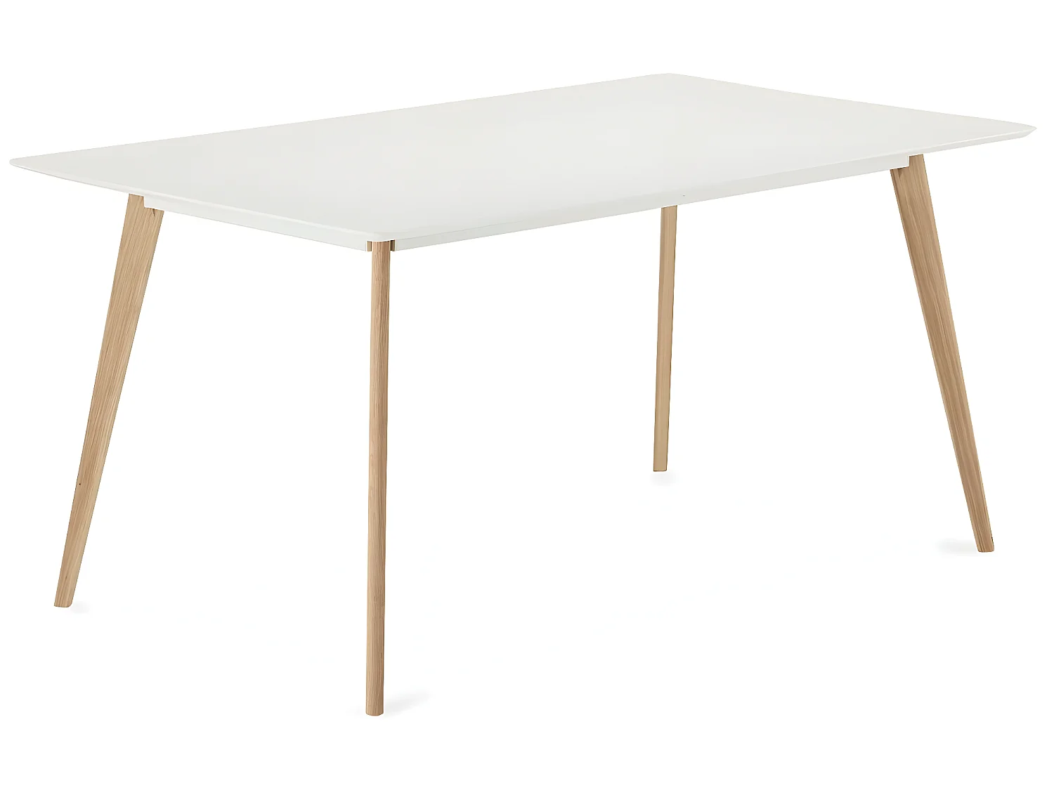 Mesa de comedor rectangular Life - 6 comensales - MDF y madera - Blanco