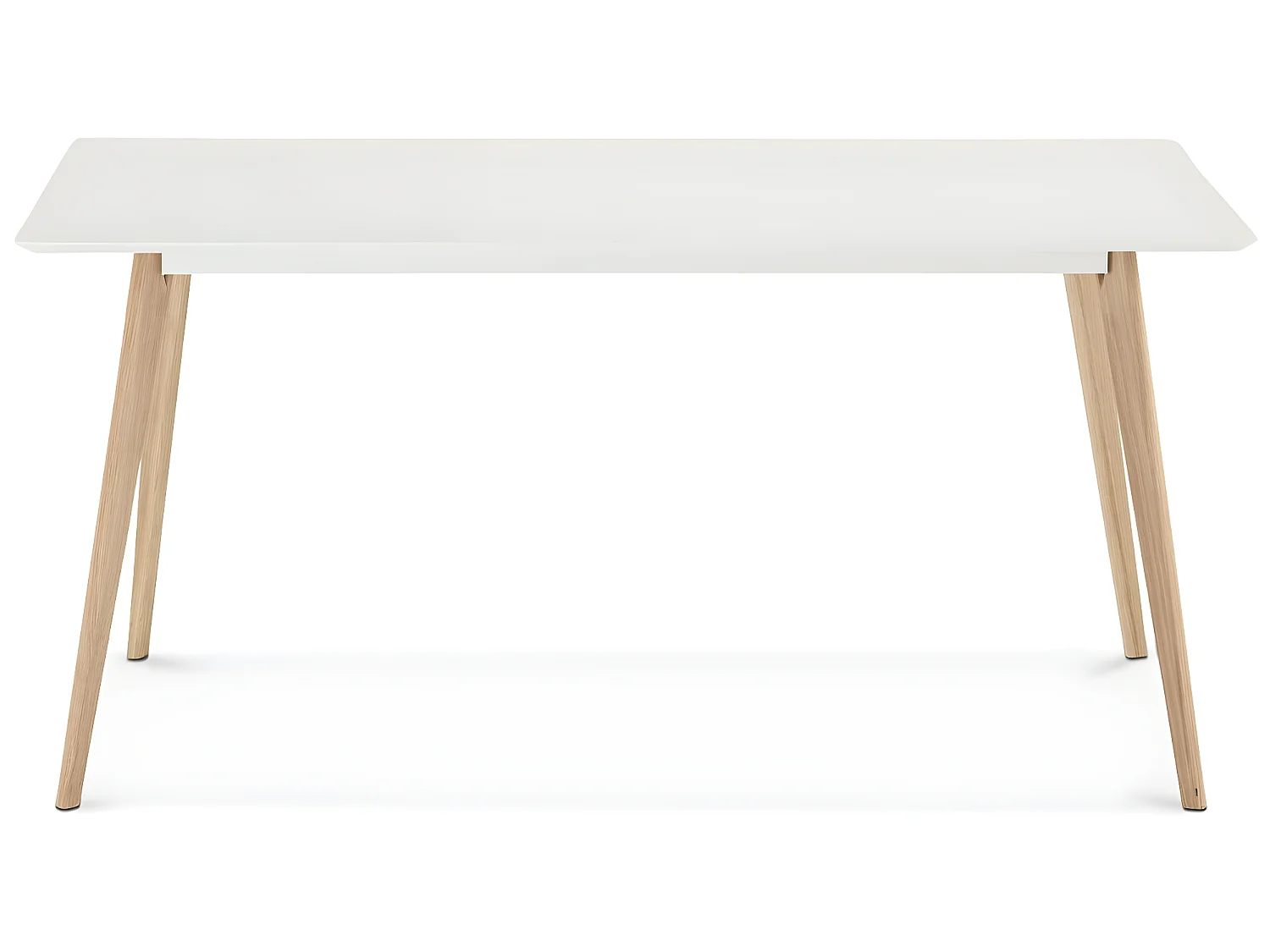 Mesa de comedor rectangular Life - 6 comensales - MDF y madera - Blanco