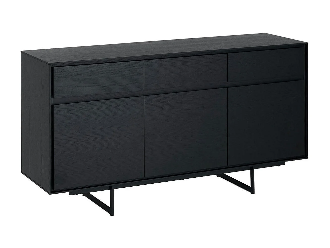 Buffet Tokyo avec 3 portes et 3 tiroirs - MDF et métal - Noir