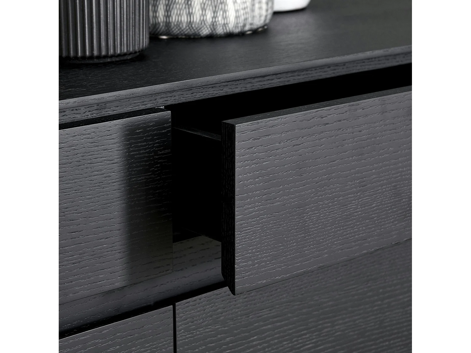 Buffet Tokyo avec 3 portes et 3 tiroirs - MDF et métal - Noir