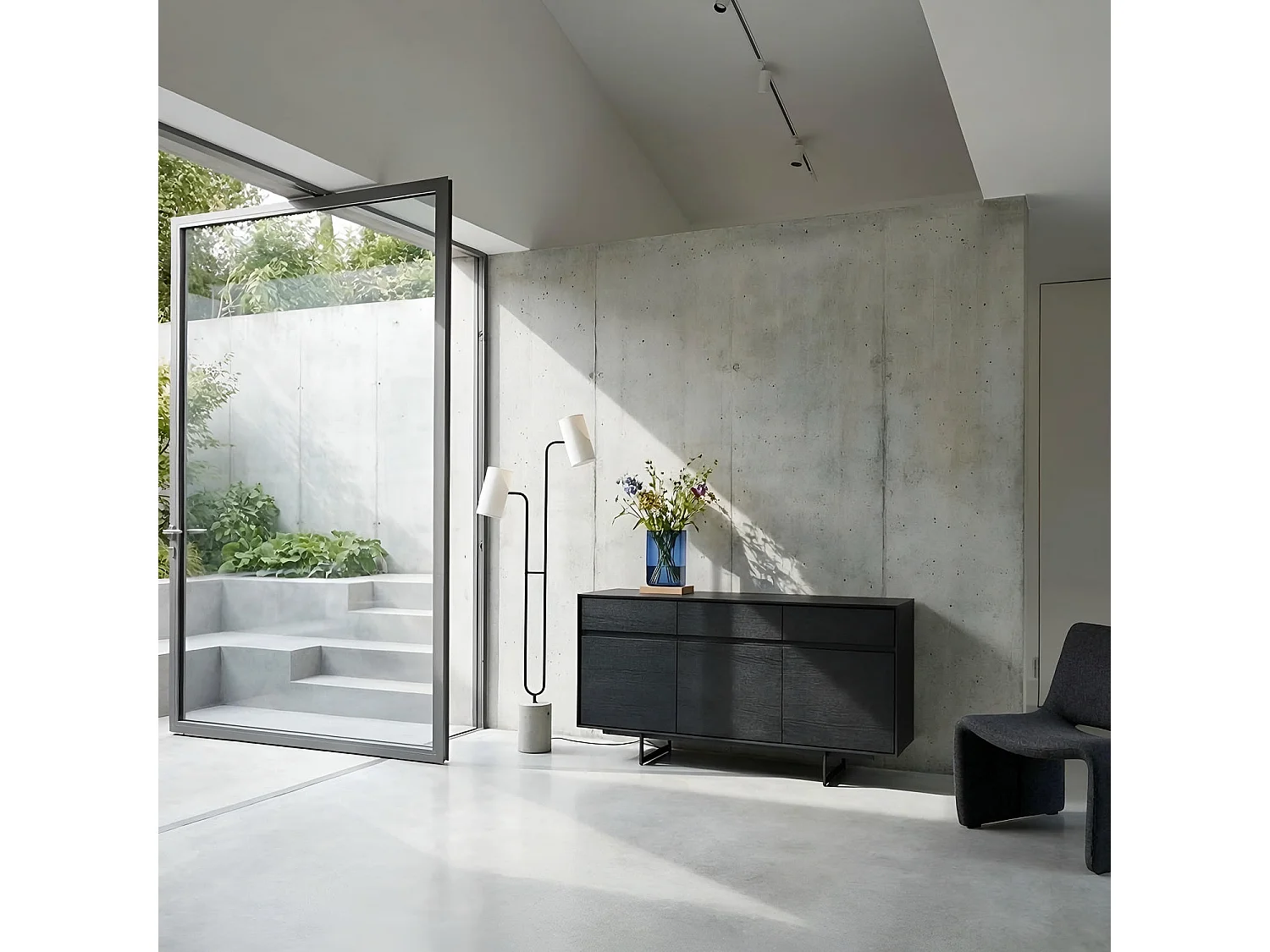 Buffet Tokyo avec 3 portes et 3 tiroirs - MDF et métal - Noir