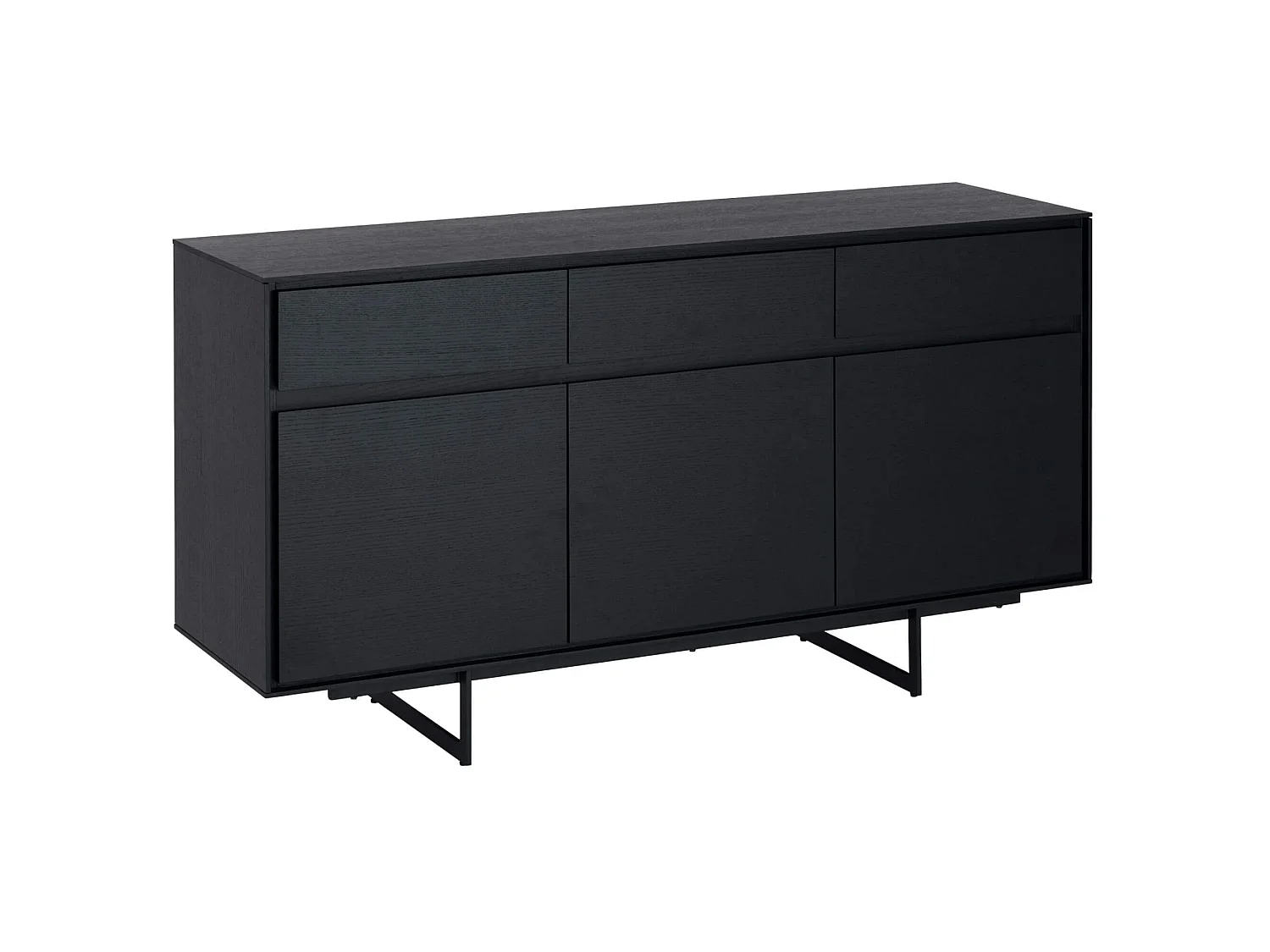 Buffet Tokyo avec 3 portes et 3 tiroirs - MDF et métal - Noir