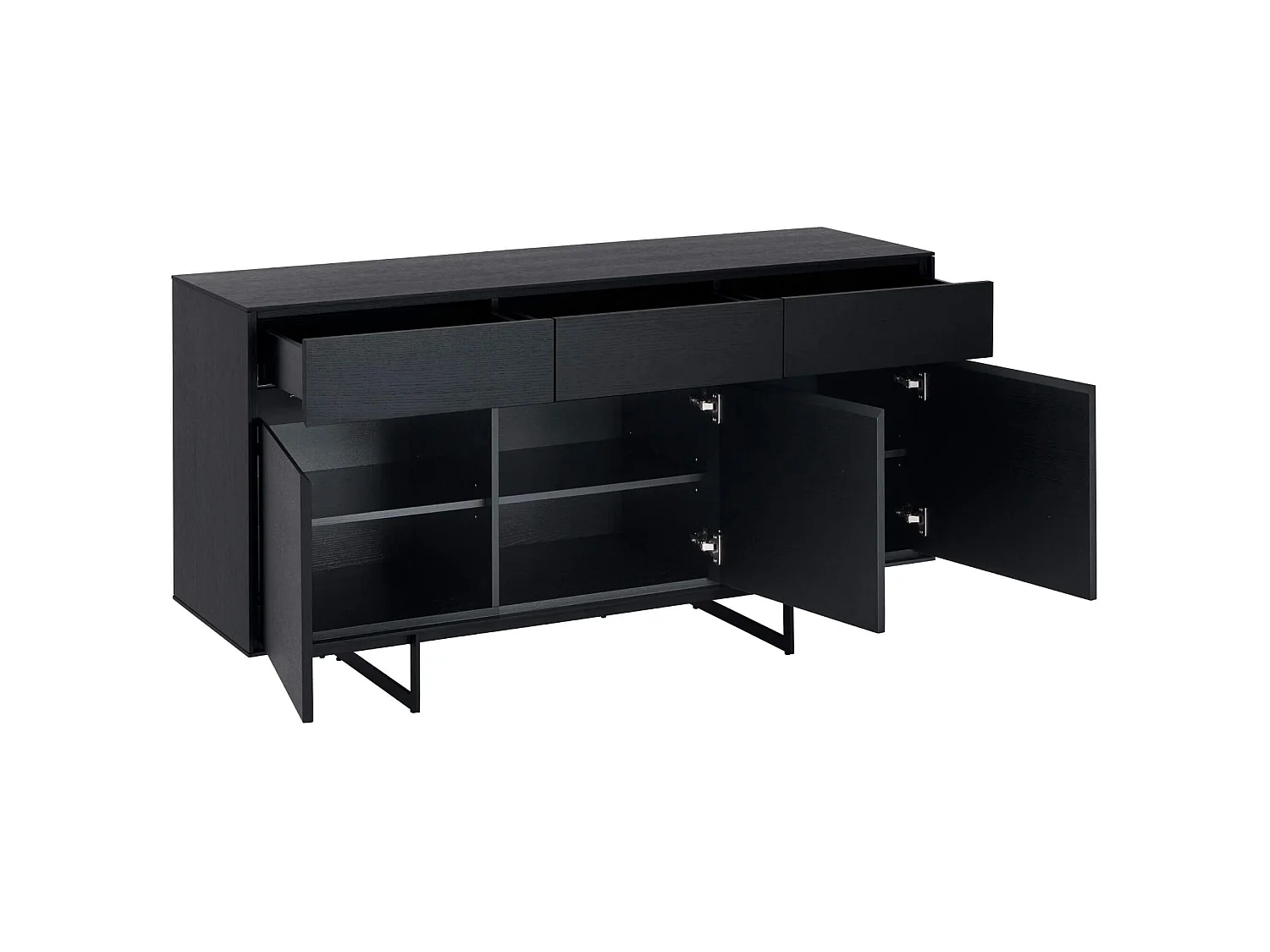 Buffet Tokyo avec 3 portes et 3 tiroirs - MDF et métal - Noir