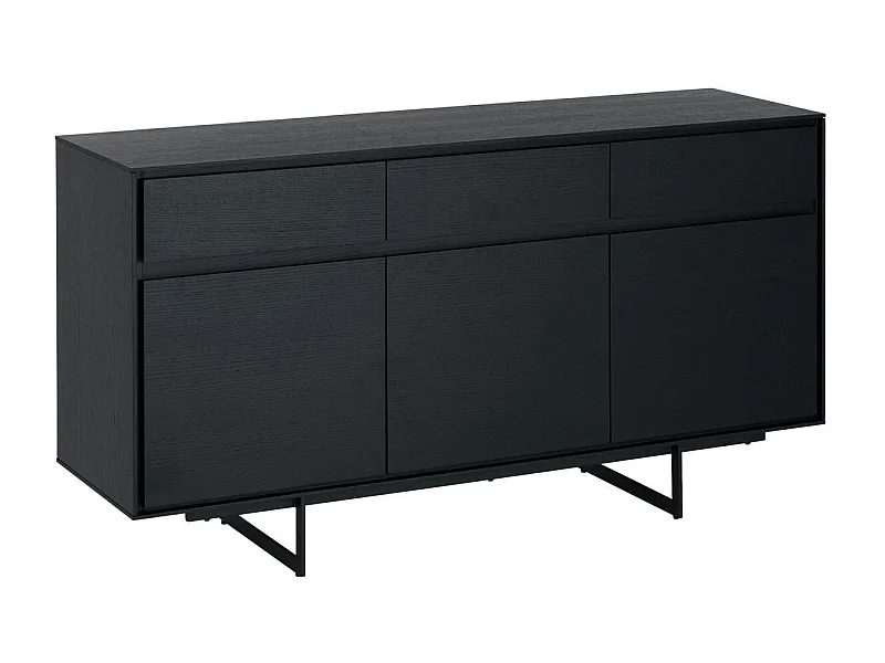 Buffet Tokyo avec 3 portes et 3 tiroirs - MDF et métal - Noir