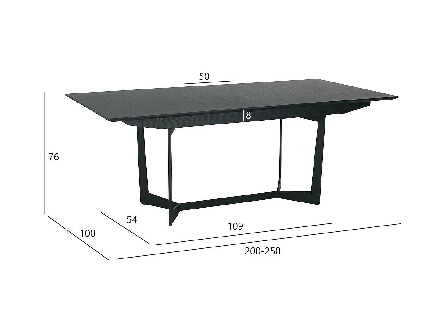 Table à manger extensible Tokyo - Rectangulaire - 6 à 10 couverts - MDF et métal - Noir