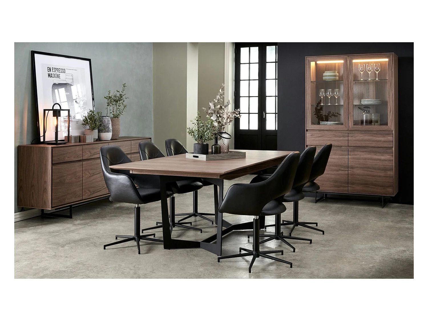 Table à manger extensible Tokyo - Rectangulaire - 6 à 10 couverts - MDF et métal - Noyer