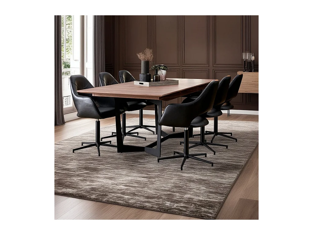 Table à manger extensible Tokyo - Rectangulaire - 6 à 10 couverts - MDF et métal - Noyer