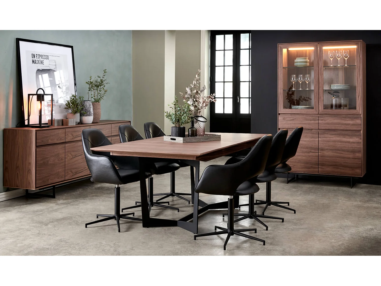 Rechthoekige Uitschuifbare eettafel Tokyo - 6 à 10 personen- MDF & staal - Okkernoot