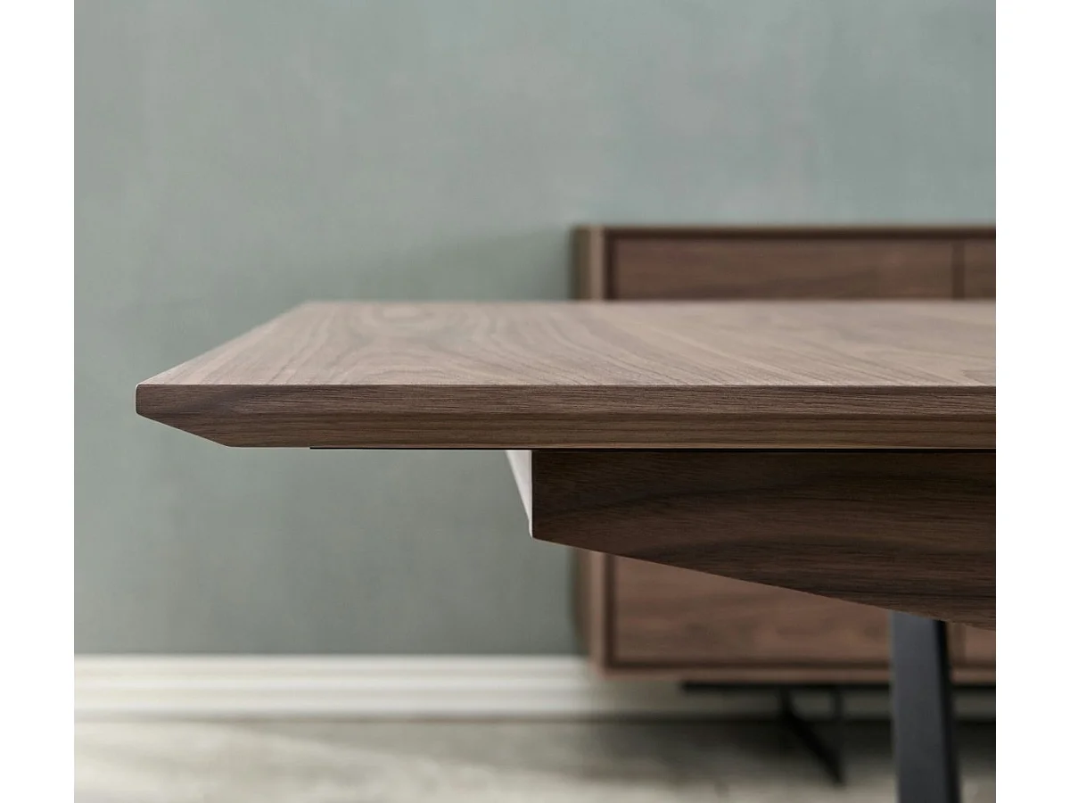 Rechthoekige Uitschuifbare eettafel Tokyo - 6 à 10 personen- MDF & staal - Okkernoot