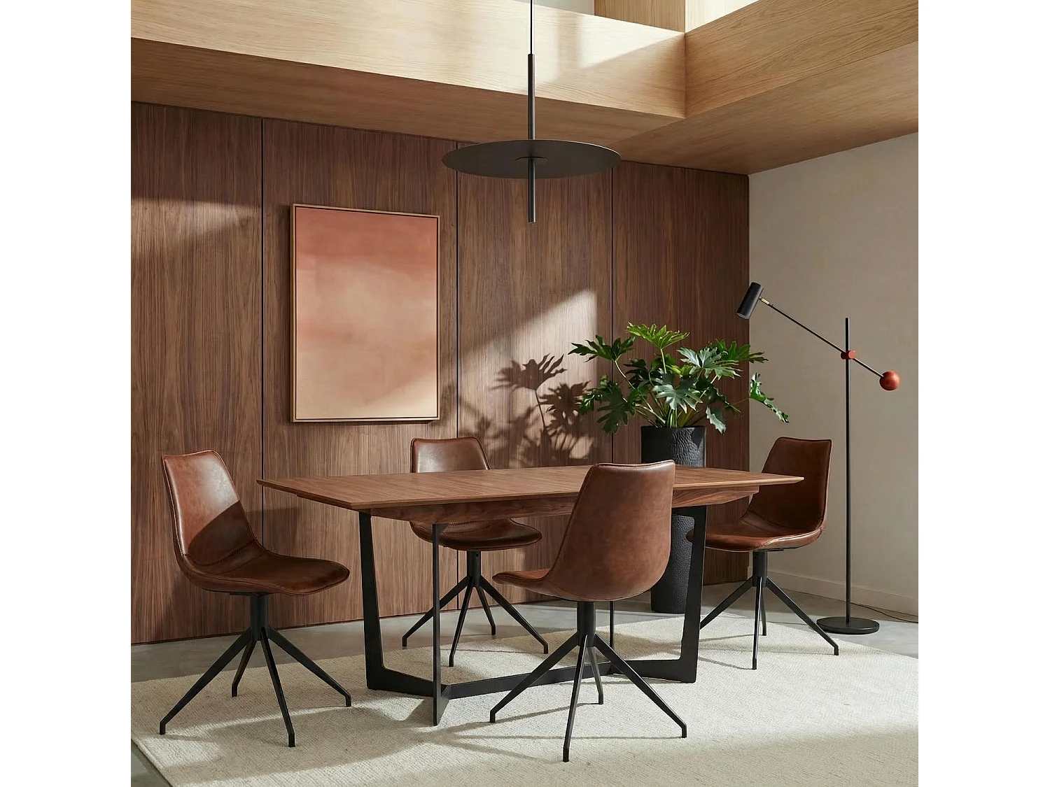 Table à manger extensible Tokyo - Rectangulaire - 6 à 10 couverts - MDF et métal - Noyer