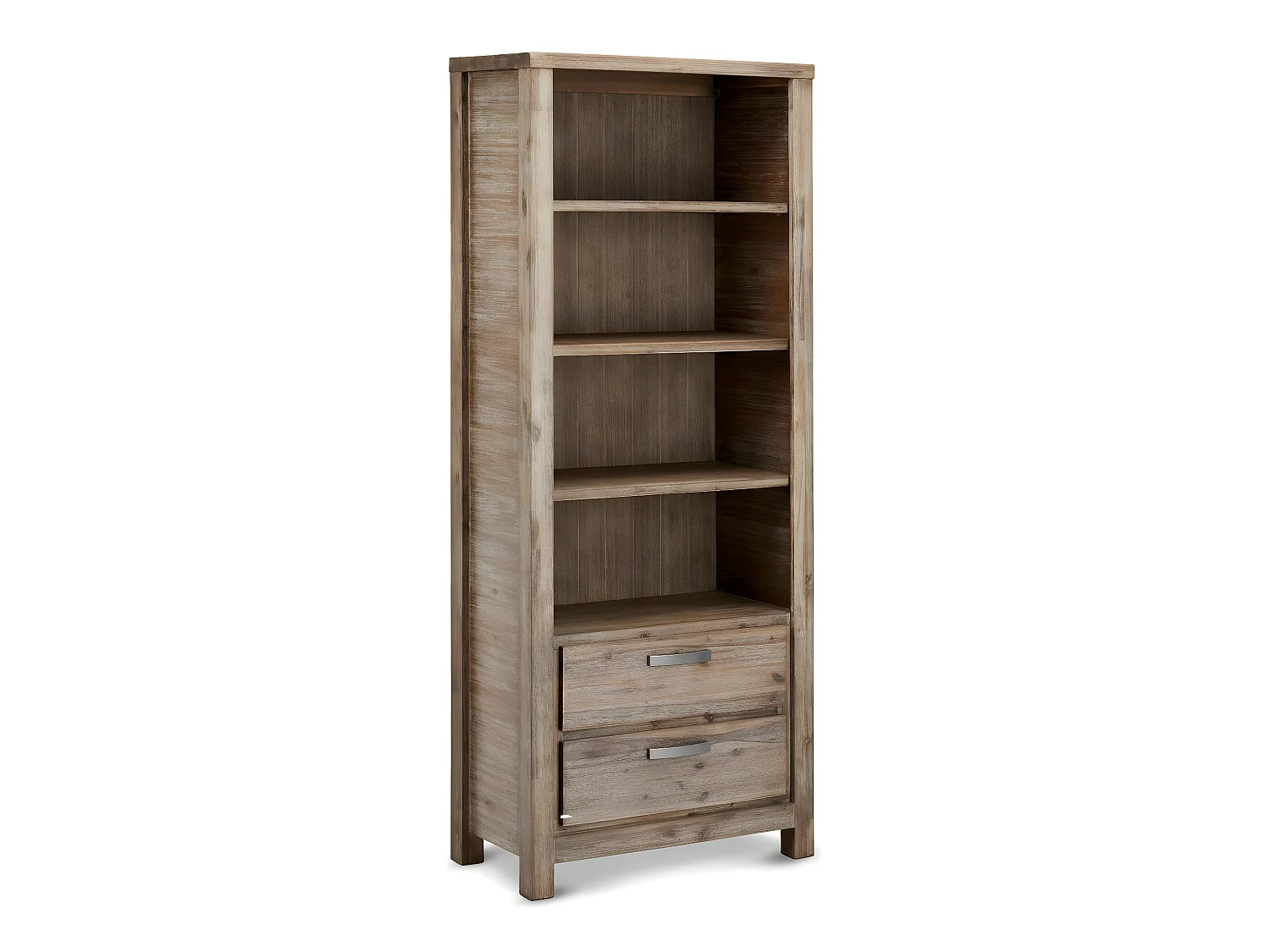 Boekenkast Alaska - met 4 nissen, - Massief acaciahout & MDF - Bruin