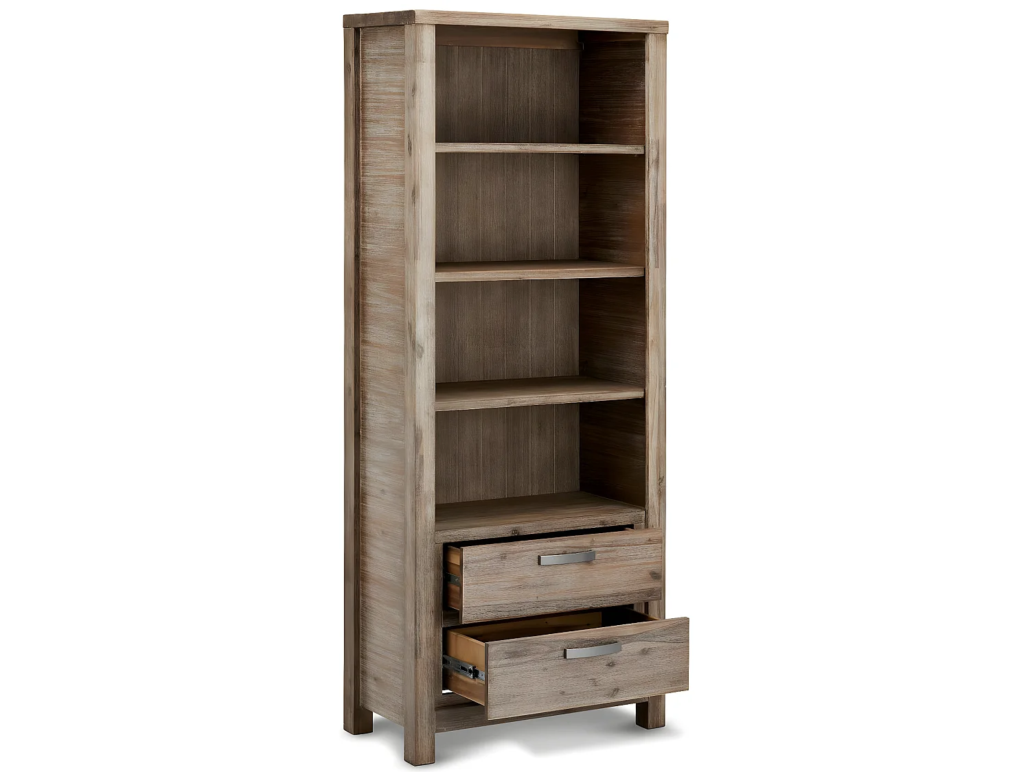 Boekenkast Alaska - met 4 nissen, - Massief acaciahout & MDF - Bruin