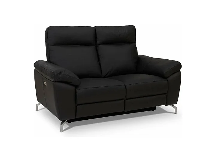 Tweezits elektrische relaxbank Selesta van leer - zwart
