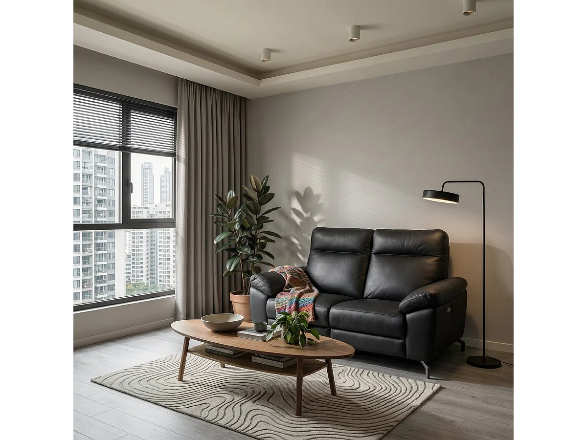 Sofa mit Relaxfunktion 2-Sitzer Selesta - Leder und PVC - Schwarz