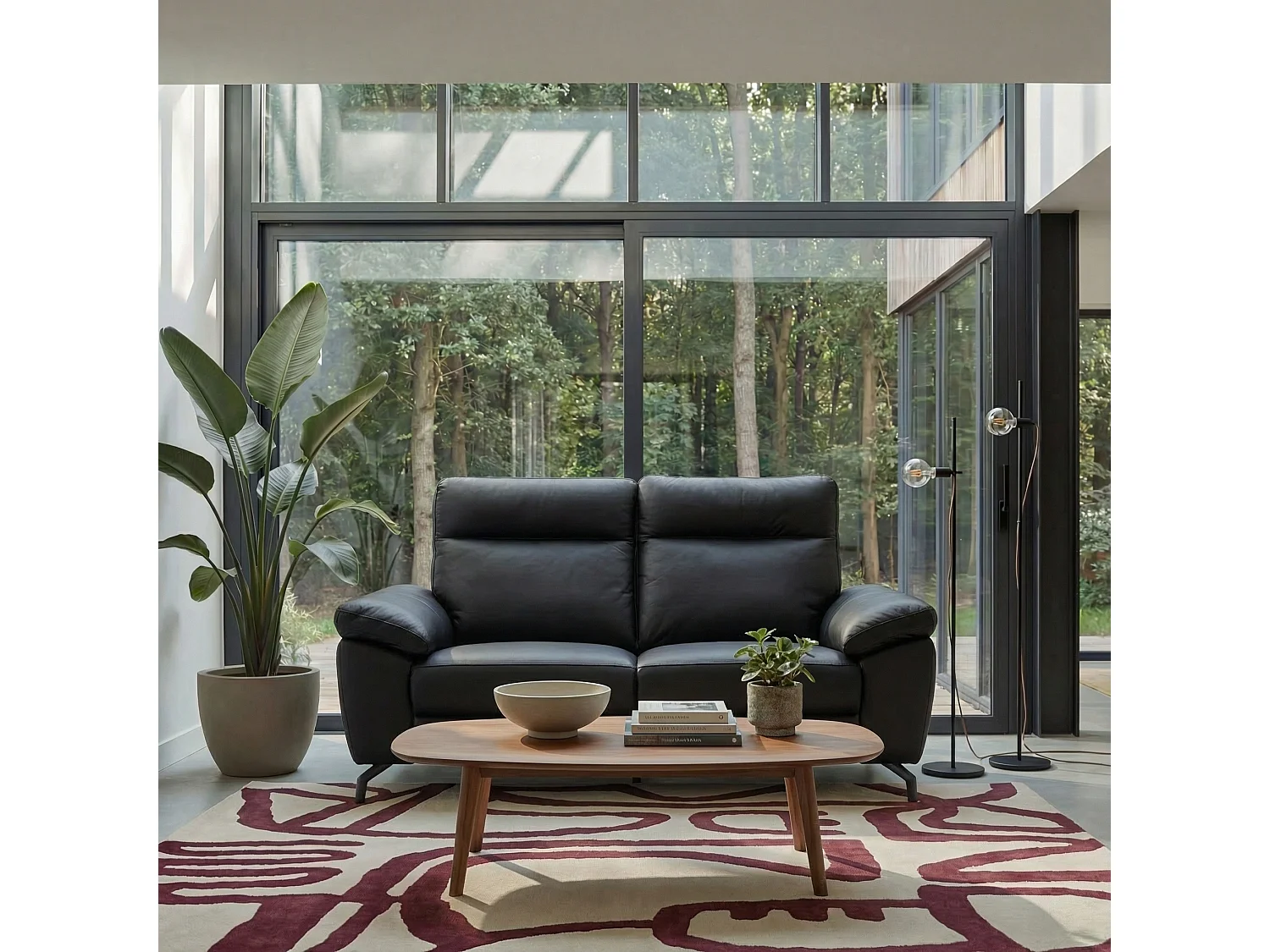 Sofa mit Relaxfunktion 2-Sitzer Selesta - Leder und PVC - Schwarz