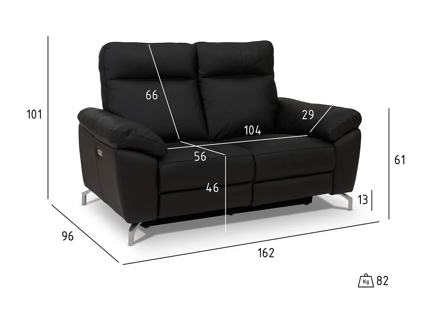 Sofa mit Relaxfunktion 2-Sitzer Selesta - Leder und PVC - Schwarz