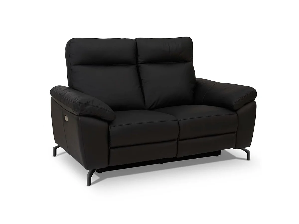 Canapé relax électrique Selesta - 2 places - Cuir - Noir