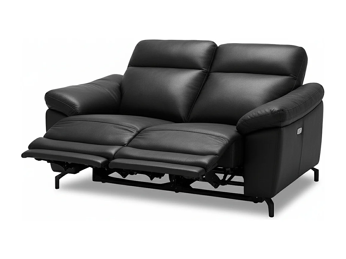 Sofa mit Relaxfunktion 2-Sitzer Selesta - Leder und PVC - Schwarz
