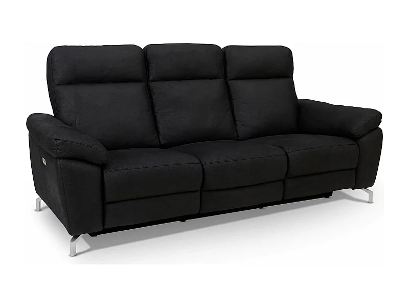 Driezits elektrische relaxbank Selesta van stof - zwart