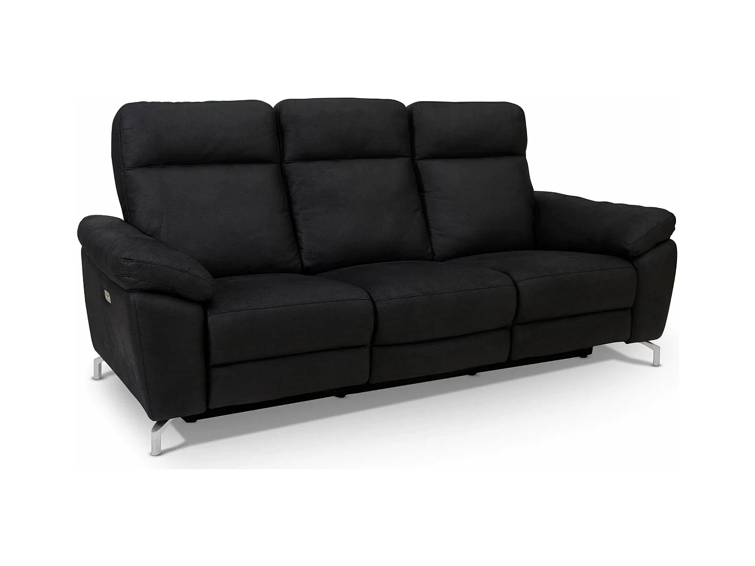 Relaxsofa elektrisch Selesta - 3-Sitzer - Stoff - Schwarz