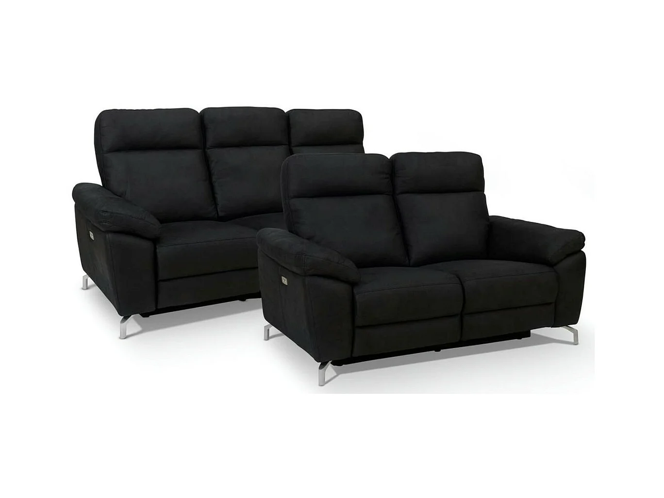 Relaxsofa elektrisch Selesta - 3-Sitzer - Stoff - Schwarz