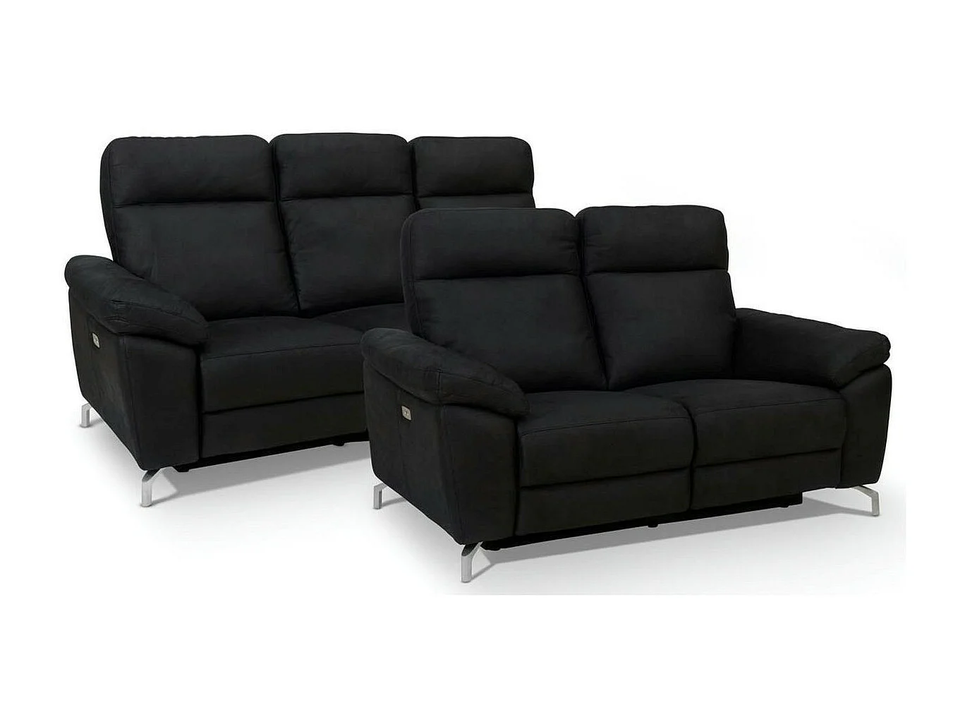 Driezits elektrische relaxbank Selesta van stof - zwart