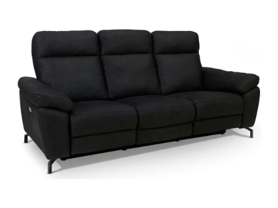 Driezits elektrische relaxbank Selesta van stof - zwart