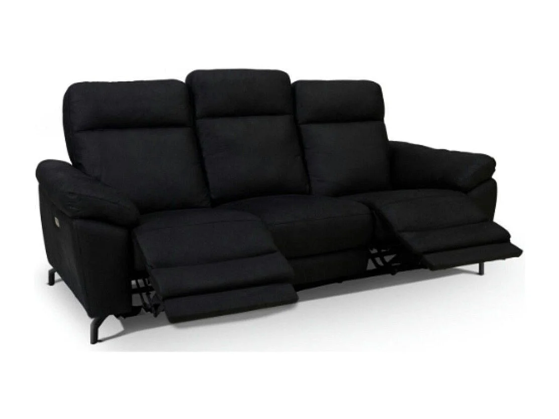 Driezits elektrische relaxbank Selesta van stof - zwart
